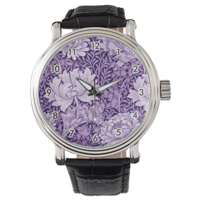 Chrysanthemum Paars, William Morris Horloge (Voorkant)