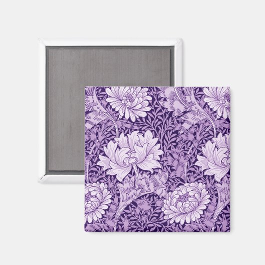 Chrysanthemum Paars, William Morris Magneet (Voorkant / Achterkant)