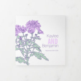 Chrysanthemum paarse bloemtekening drieluik programma