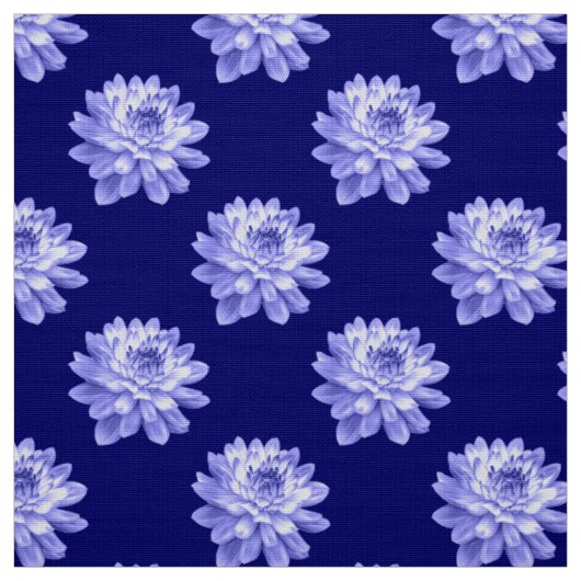 Chrysanthemum Pattern - Deep Navy Blue Stof (Swatch)