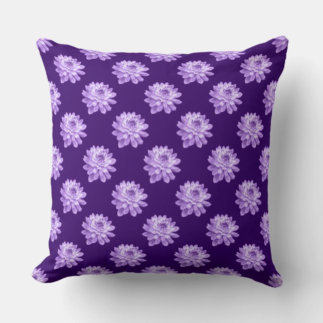Chrysanthemum Pattern - Deep Paars Kussen (Voorkant)