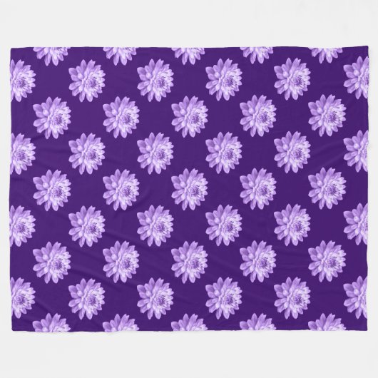 Chrysanthemum Pattern - Deep Paarse Fleece Blanket Deken (Voorkant (Horizontaal))