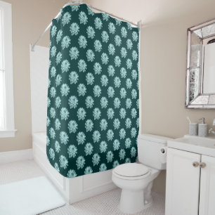 Chrysanthemum Pattern - Donkergroene douchergordij Douchegordijn