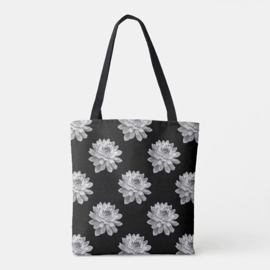 Chrysanthemum Pattern - Monochrome and Black Tote Bag (Achterkant)