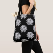 Chrysanthemum Pattern - Monochrome and Black Tote Bag (Dichtbij)