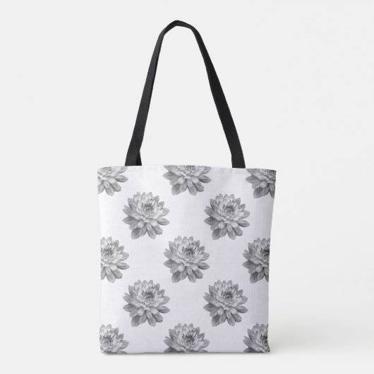 Chrysanthemum Pattern - Monochrome and White Tote Bag (Achterkant)