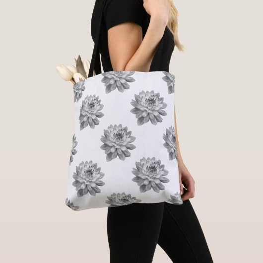 Chrysanthemum Pattern - Monochrome and White Tote Bag (Dichtbij)