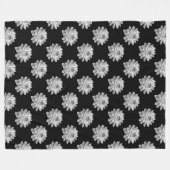 Chrysanthemum Pattern - Monochrome Black Fleece Deken (Voorkant (Horizontaal))