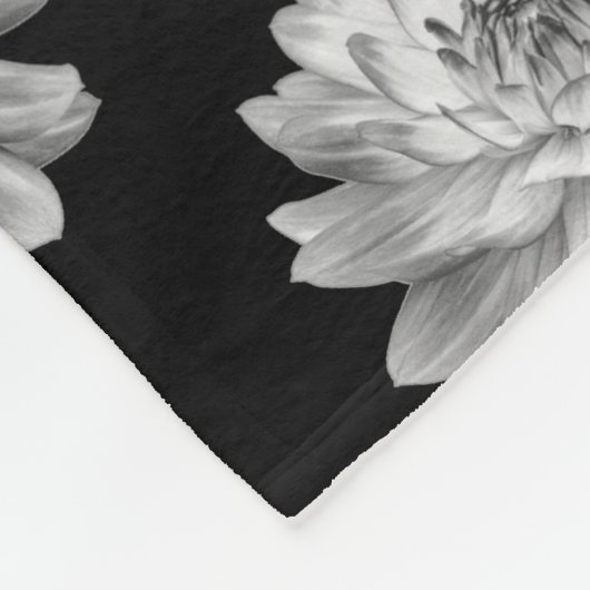 Chrysanthemum Pattern - Monochrome Black Fleece Deken (Hoek)