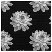 Chrysanthemum Pattern - Monochrome on Black Stof (Close Up)