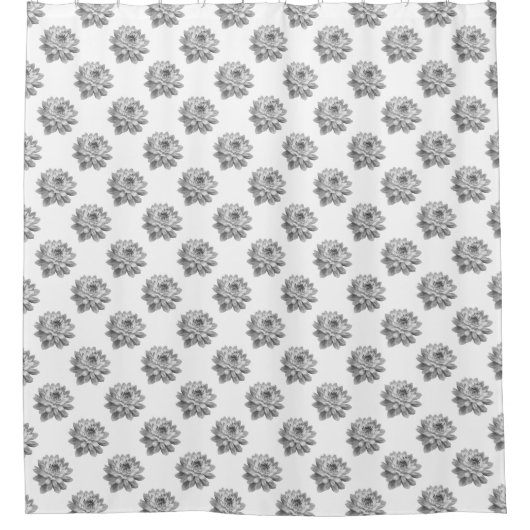 Chrysanthemum Pattern - Monochrome on White Douchegordijn (Voorkant)