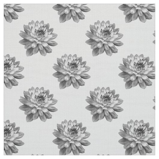 Chrysanthemum Pattern - Monochrome on White Stof (Swatch)