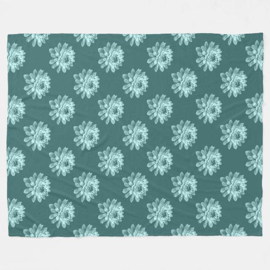 Chrysanthemum Pattern - Moss Green Fleece Blanket (Voorkant (Horizontaal))