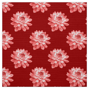 Chrysanthemum Pattern - Ruby Red Stof