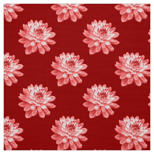 Chrysanthemum Pattern - Ruby Red Stof (Swatch)