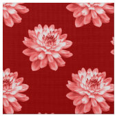 Chrysanthemum Pattern - Ruby Red Stof (Close Up)