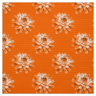 Chrysanthemum Pattern - Sinaasappel Stof