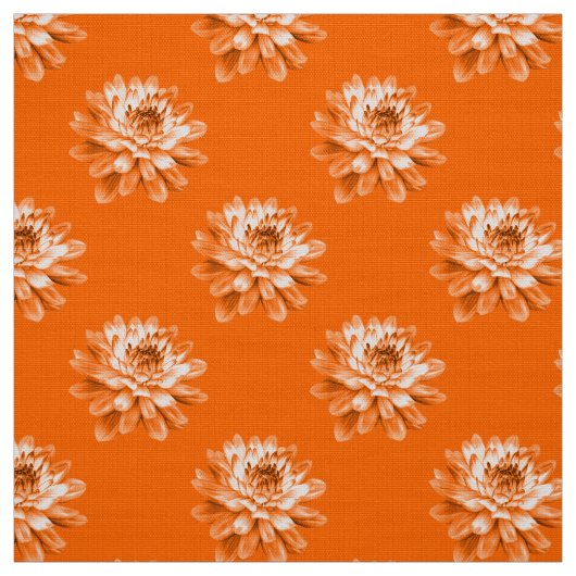 Chrysanthemum Pattern - Sinaasappel Stof (Swatch)