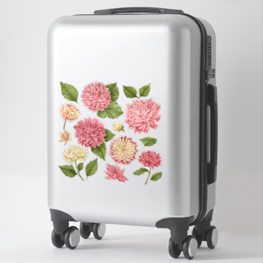 Chrysanthemum Peach Cream Custom Vinyl Sticker (Koffer)