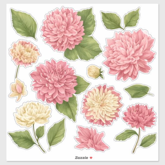 Chrysanthemum Peach Cream Custom Vinyl Sticker (Vel)