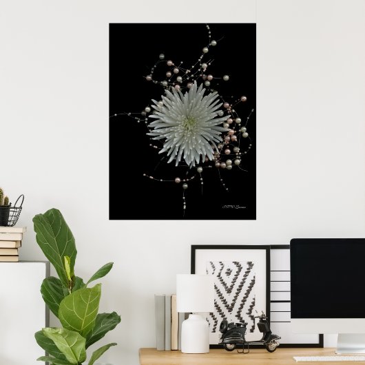 Chrysanthemum & Pearls Poster (Thuiskantoor)