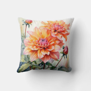 Chrysanthemum perzik bloem waterverf kussen