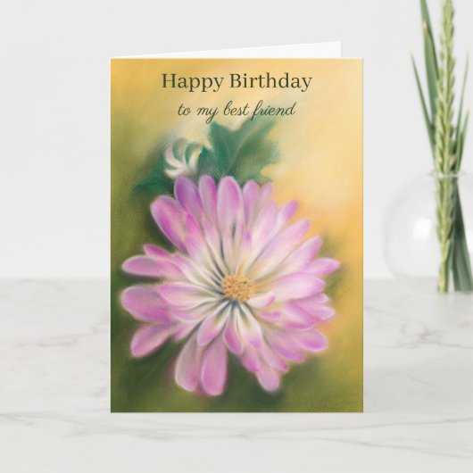 Chrysanthemum Pink en Cream Floral Birthday Kaart (Voorkant)
