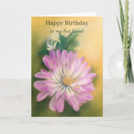 Chrysanthemum Pink en Cream Floral Birthday Kaart