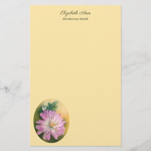 Chrysanthemum Pink en Cream Floral Pastel Briefpapier (Voorkant)