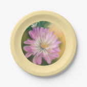 Chrysanthemum Pink en Cream Floral Pastel Papieren Bordje (Voorkant)