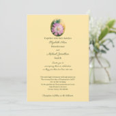 Chrysanthemum Pink en Cream Floral Wedding Kaart (Staand voorkant)