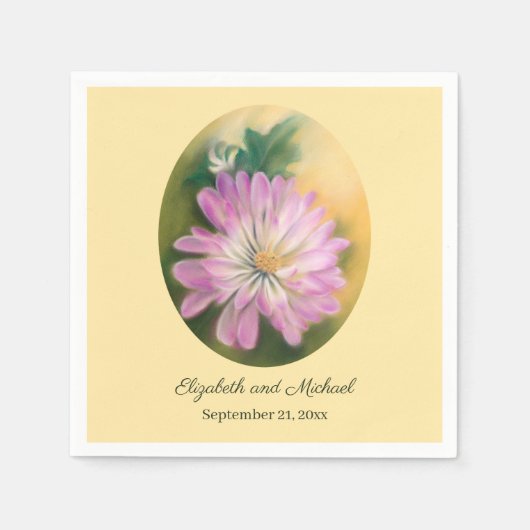 Chrysanthemum Pink en Cream Floral Wedding Servet (Voorkant)