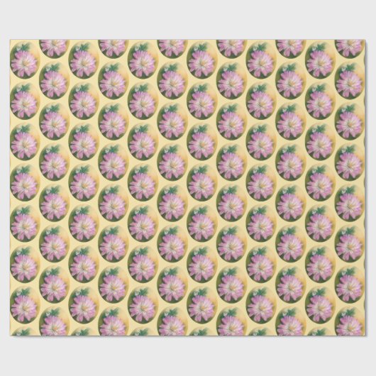 Chrysanthemum Pink en Cream Pastel Floral Cadeaupapier (Vlak)