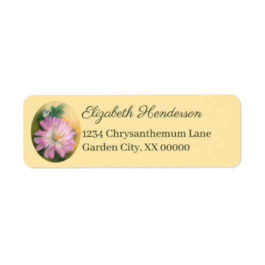 Chrysanthemum Pink en Cream Pastel Floral Etiket (Voorkant)