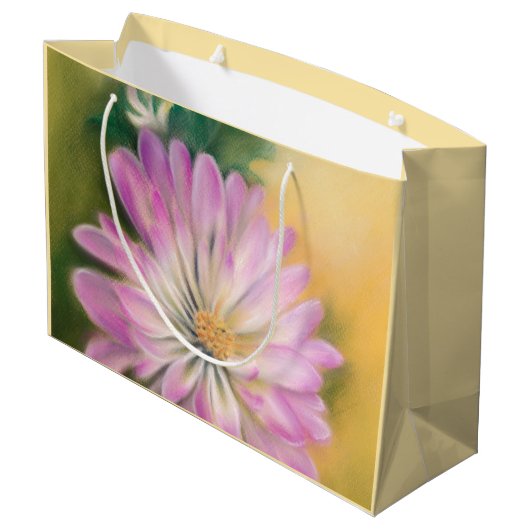 Chrysanthemum Pink en Cream Pastel Floral Groot Cadeauzakje (Achterkant Gekanteld)