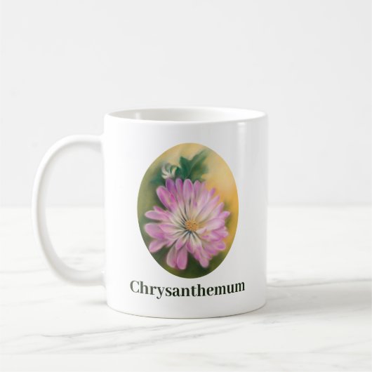 Chrysanthemum Pink en Cream Pastel Floral Koffiemok (Links)