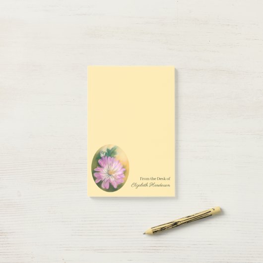 Chrysanthemum Pink en Cream Pastel Floral Post-it® Notes (Op bureau)