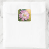Chrysanthemum Pink en Cream Pastel Floral Vierkante Sticker (Tas)