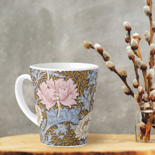 Chrysanthemum Pink Floral William Morris Latte Mok