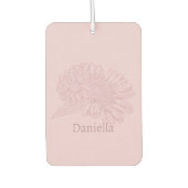 Chrysanthemum Pink Line Drawing with Your Name  Luchtverfrisser (Voorkant)