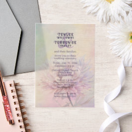 Chrysanthemum Pink Purple Wedding Invitation Vellum Uitnodigingen