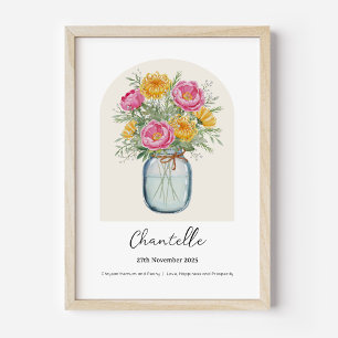 Chrysanthemum Pioen Geboortemaand Bloem Poster