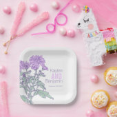 Chrysanthemum purperbloesbruiloft papieren bordje (Feest)