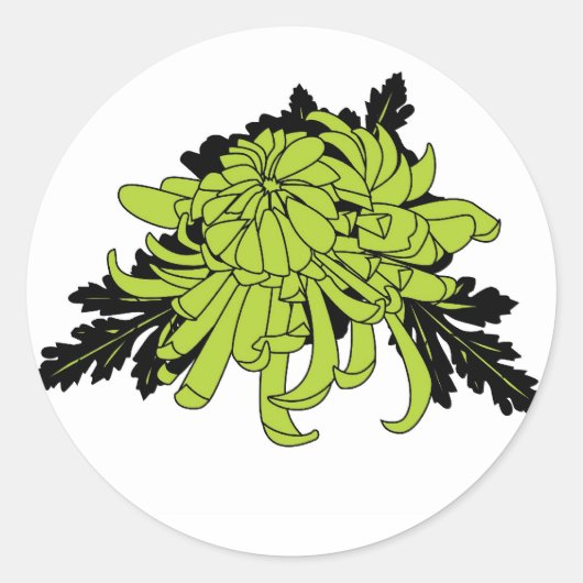 Chrysanthemum Ronde Sticker (Voorkant)