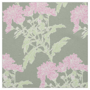 Chrysanthemum roze groene tekenstructuur stof