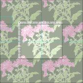 Chrysanthemum roze groene tekenstructuur stof (Delen)