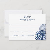Chrysanthemum RSVP briefkaart | Marineblauw (Voorkant)