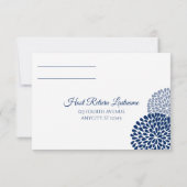 Chrysanthemum RSVP briefkaart | Marineblauw (Achterkant)