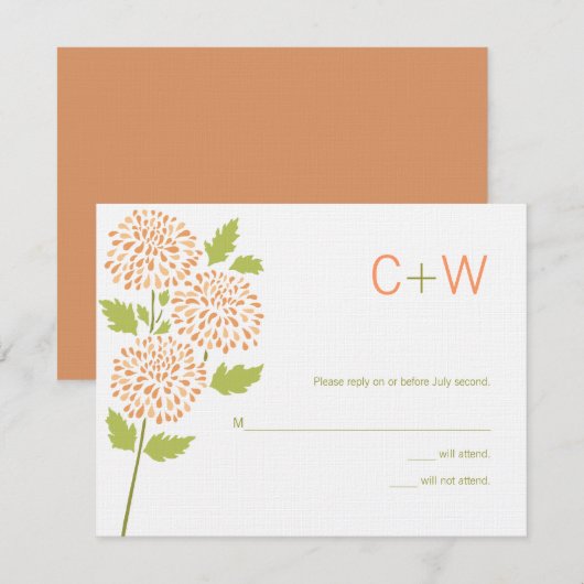 Chrysanthemum RSVP-kaart RSVP Kaartje (Voorkant / Achterkant)