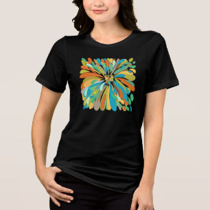 Chrysanthemum Schattige Kleurrijk Blauw Groen Sina Tri-Blend Shirt